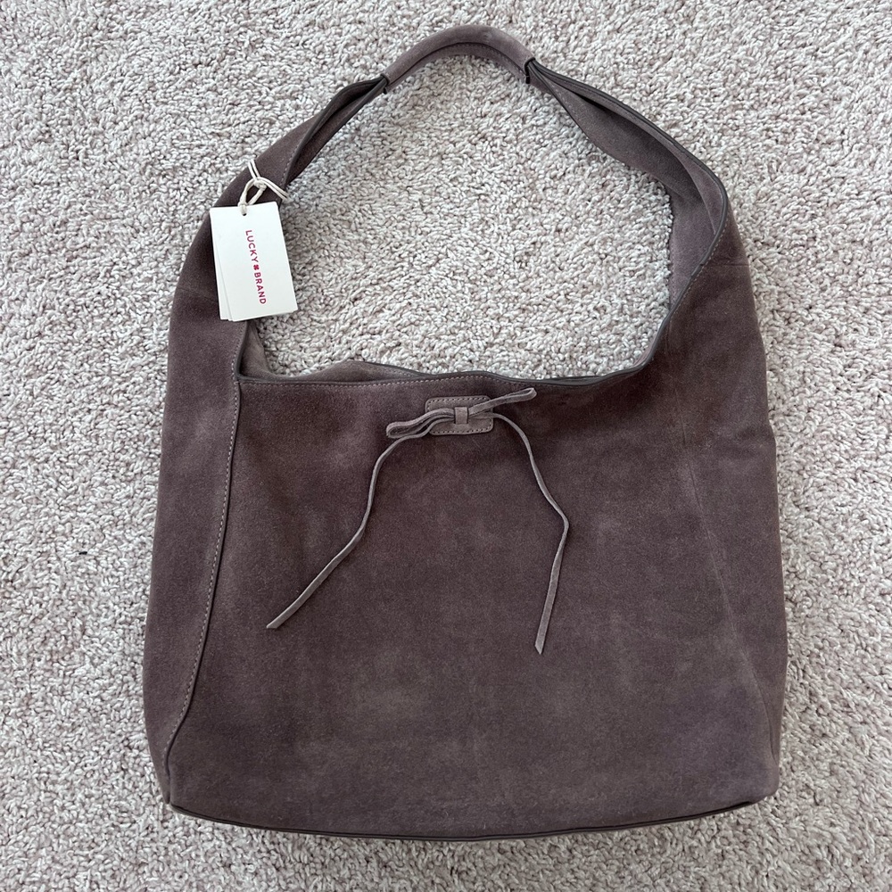 Lucky suede hobo shoulder bag